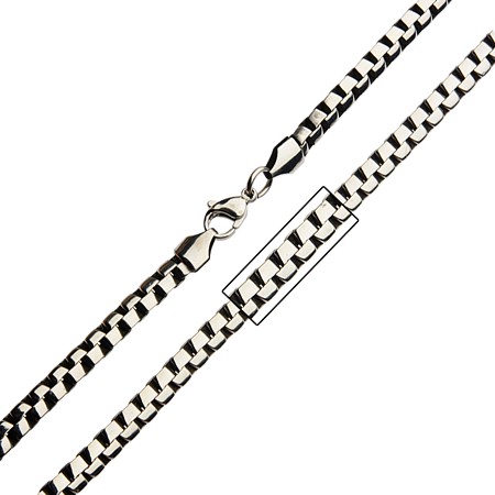 Steel Oxidized Flat Alternating Box Chain - 5mm - Click Image to Close